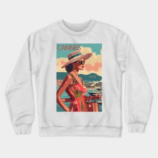 Cannes, France, Vintage Travel Poster Crewneck Sweatshirt